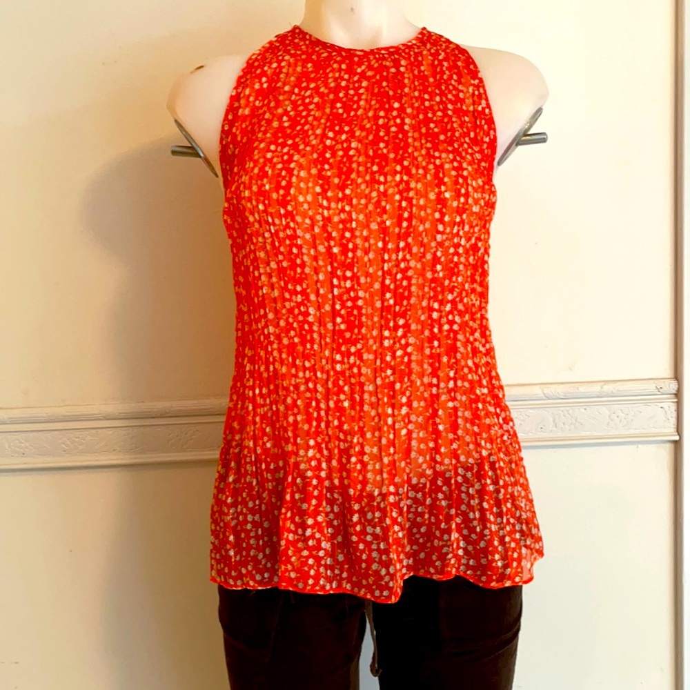 Carolina Belle red sheer sleeveless beautiful top size S